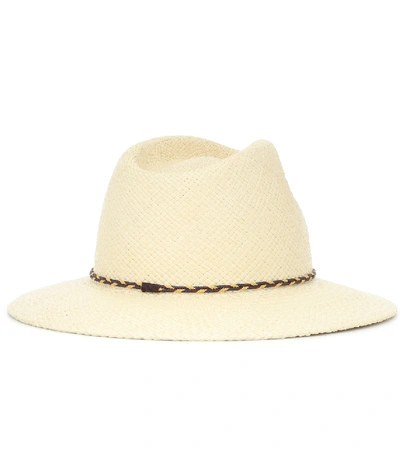 Shop Maison Michel Rico Straw Fedora In Beige