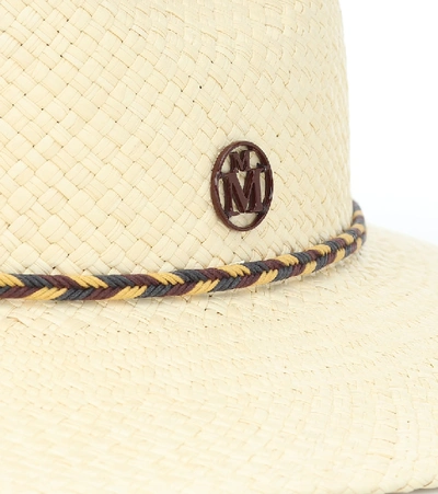 Shop Maison Michel Rico Straw Fedora In Beige