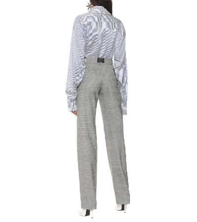 Shop Vetements Checked High-rise Stretch-wool Pants In Grey