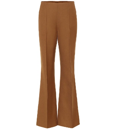 Shop Joseph Talou Stretch-wool Flared Pants In Brown