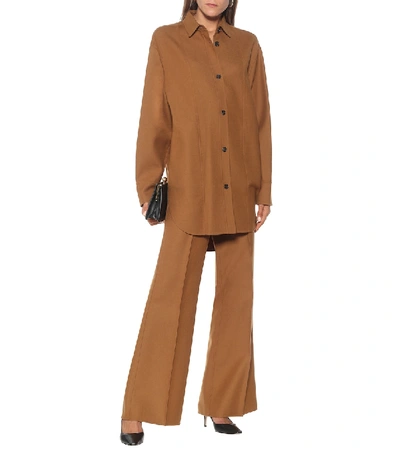 Shop Joseph Talou Stretch-wool Flared Pants In Brown