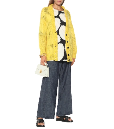 Shop Marni Mohair-blend Cardigan In Yellow