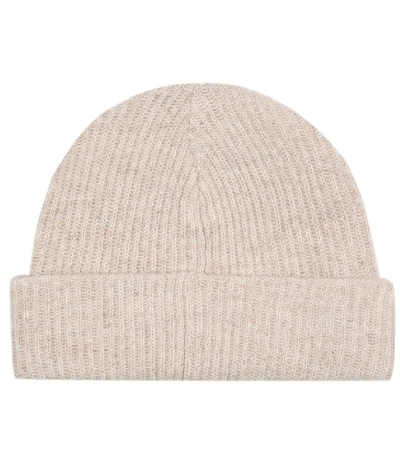 Shop Ganni Wool-blend Beanie In Beige