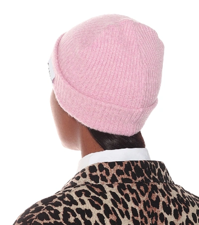 Shop Ganni Wool-blend Beanie In Pink
