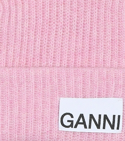 Shop Ganni Wool-blend Beanie In Pink