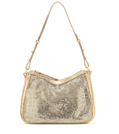 Shop By Far Sydney Leather And Mesh Shoulder Bag In Gold