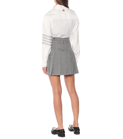 Shop Thom Browne Pleated Wool-blend Miniskirt In Grey