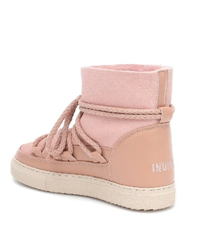 Shop Inuikii Leather And Shearling Ankle Boots In Pink
