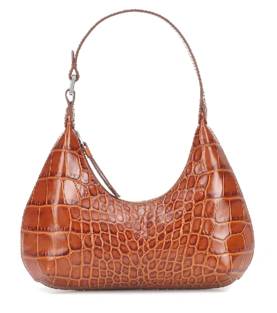 Shop By Far Baby Amber Leather Shoulder Bag In Brown