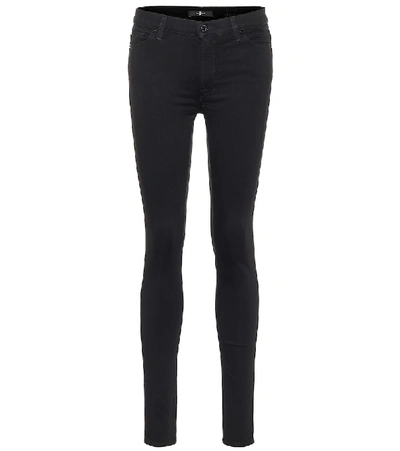 7 For All Mankind Slim Illusion High-rise Skinny Jeans In Black