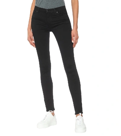7 For All Mankind Slim Illusion High-rise Skinny Jeans In Black