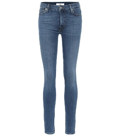 7 For All Mankind Slim Illusion Luxe High-rise Skinny Jeans In Blue
