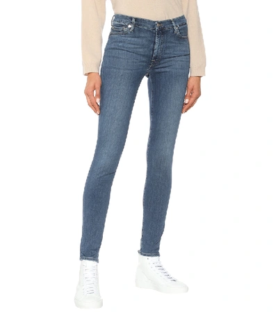 7 For All Mankind Slim Illusion Luxe High-rise Skinny Jeans In Blue