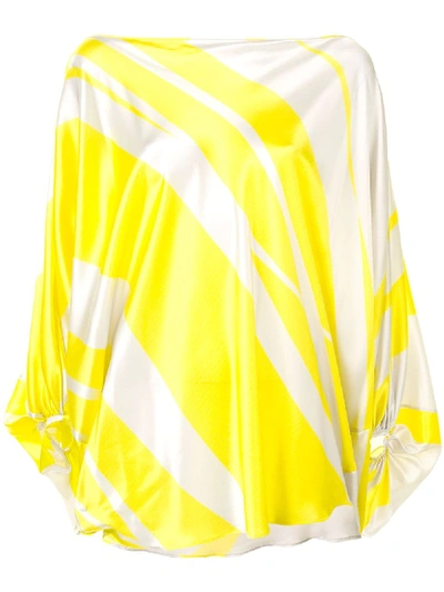 Shop Silvia Tcherassi Draped Silk-blend Blouse In Yellow