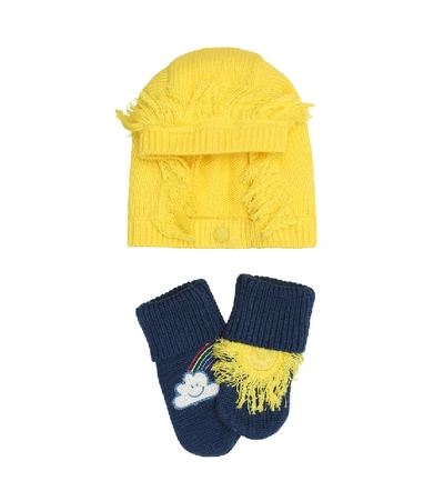 Shop Stella Mccartney Baby Cotton-blend Hat And Socks Set In Blue