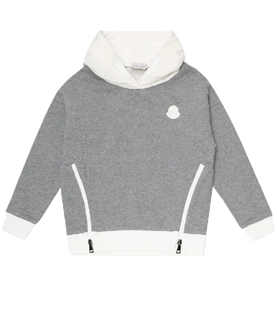 Shop Moncler Cotton Fleece Hoodie In Grey