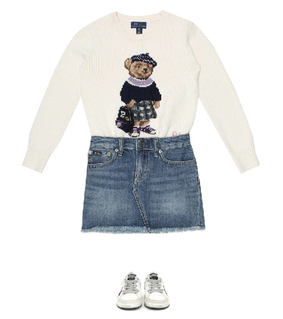 Shop Polo Ralph Lauren Polo Bear Intarsia Cotton Sweater In White