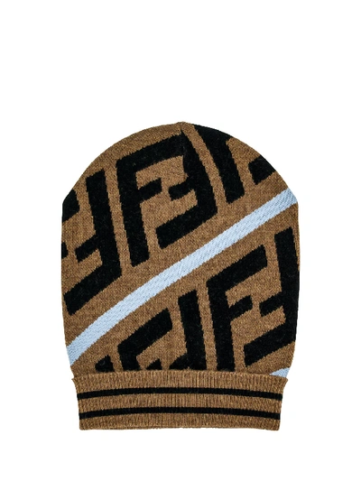 Shop Fendi Kids Beanie For For Boys And For Girls In Brown