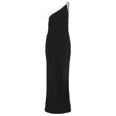 Shop De La Vali Evita Monochrome One-shoulder Midi Dress In Black And White