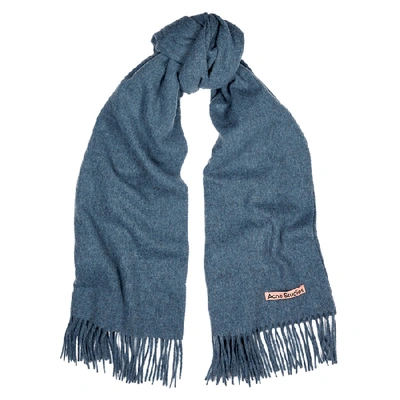 Shop Acne Studios Canada Dark Brown Wool Scarf In Light Blue