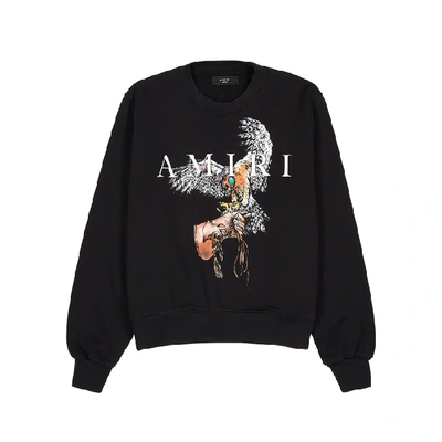 Shop Amiri Falcon Printed Cotton Sweatshirt In Black