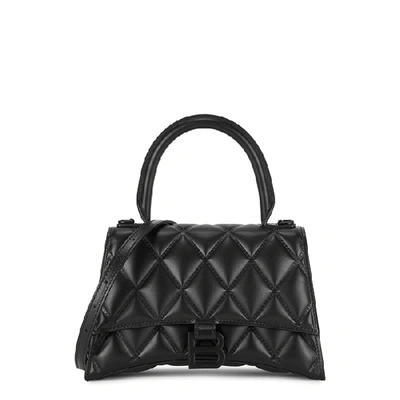 Shop Balenciaga Hourglass Black Quilted Leather Top Handle Bag