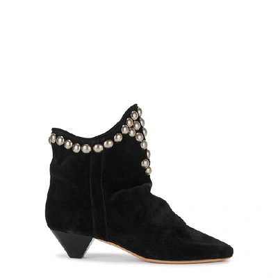 Shop Isabel Marant Doey 50 Studded Suede Ankle Boots In Black