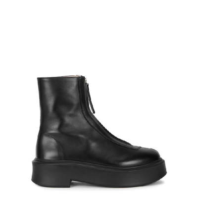 Shop The Row Zipped 1 Black Leather Flatform Ankle Boots