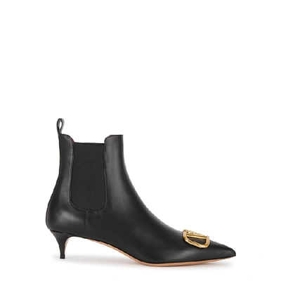 Shop Valentino Garavani Vlogo 40 Black Leather Ankle Boots