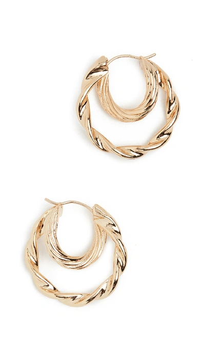 Shop Loeffler Randall Holly Double Hoop Twisted Earrings In Gold