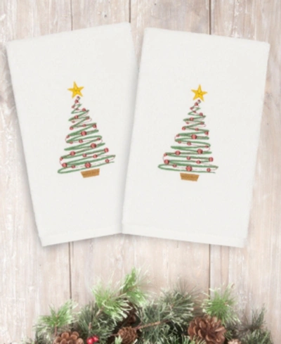 Shop Linum Home Christmas Tree 100% Turkish Cotton 2-pc. Hand Towel Set In White