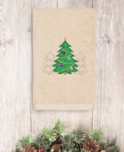 Shop Linum Home Christmas Three Trees 100% Turkish Cotton Hand Towel In Sand