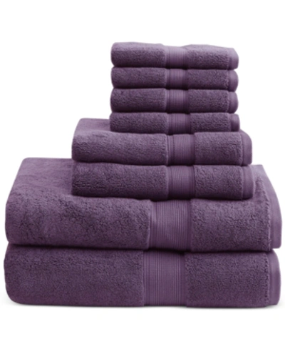Shop Madison Park Solid 800gsm Cotton 8-pc. Bath Towel Set In Purple