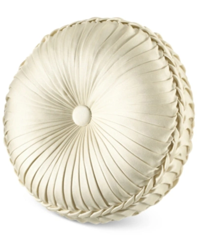 J Queen New York Marquis Tufted Decorative Pillow, 15" Round In Cream