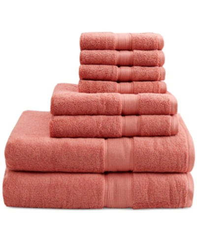 Shop Madison Park Solid 800gsm Cotton 8-pc. Bath Towel Set In Coral