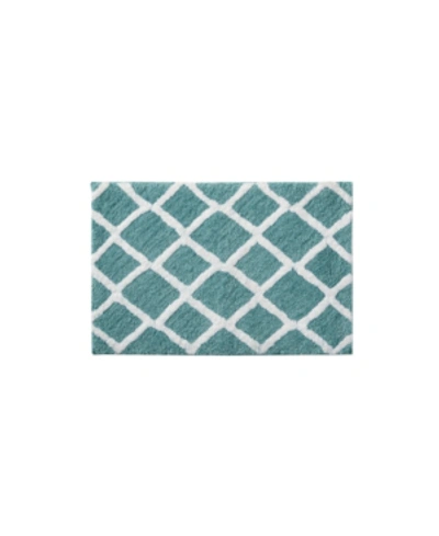 Shop Madison Park Bittman Tufted Reversible Microfiber Bath Rug, 21" X 34" In Aqua