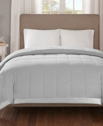 Madison Park Cambria Oversized Down Alternative Satin Trim Blanket, Full/queen In Grey