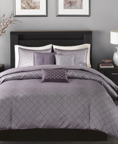 Shop Madison Park Biloxi Geometric Jacquard 6-pc. Duvet Cover Set, Full/queen In Purple
