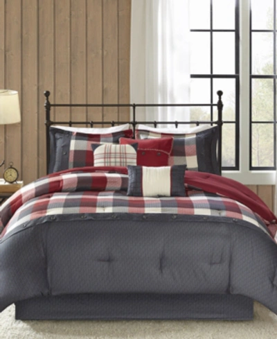 Shop Madison Park Ridge Herringbone 7-pc. Comforter Set, King In Red