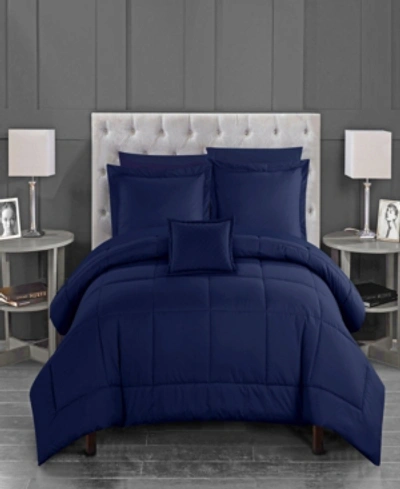 Shop Chic Home Jordyn 8 Piece King Bed In A Bag Comforter Set In Navy