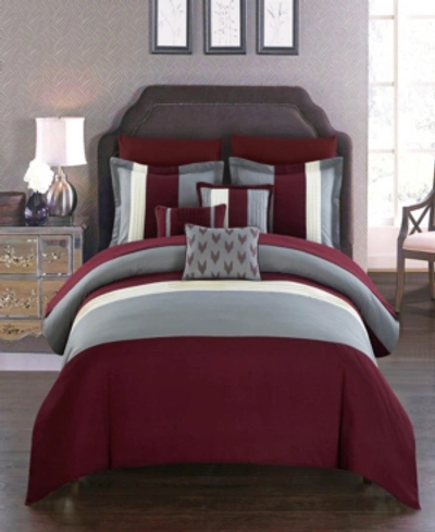 Shop Chic Home Ayelet 10 Piece Queen Bed In A Bag Comforter Set In Burgundy