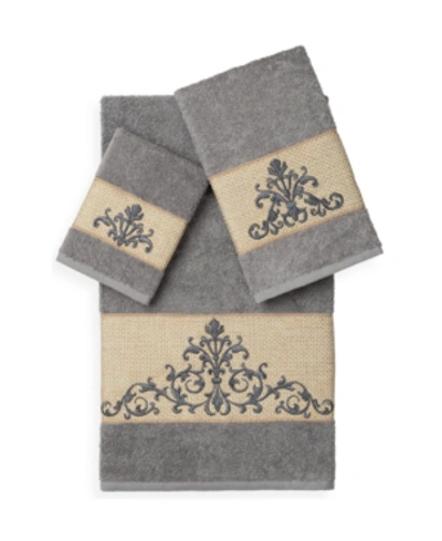 Shop Linum Home Scarlet 3-pc. Embellished Towel Set In Grey
