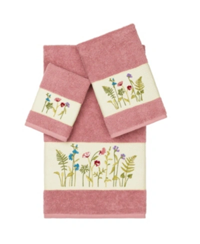 Shop Linum Home Serenity 3-pc. Embellished Towel Set In Pink