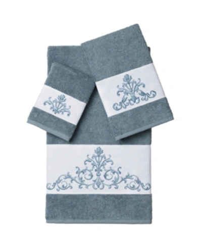 Shop Linum Home Scarlet 3-pc. Embellished Towel Set In Blue