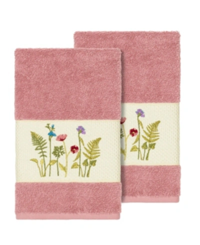 Shop Linum Home Serenity 2-pc. Embellished Hand Towel Set In Pink