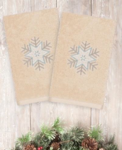 Shop Linum Home Christmas Crystal 100% Turkish Cotton 2-pc. Hand Towel Set In Beige