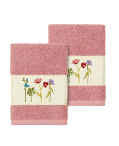 Shop Linum Home Serenity 2-pc. Embellished Washcloth Set In Pink
