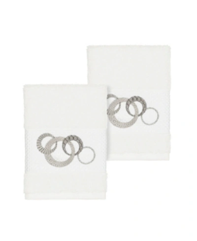 Linum Home Annabelle 2-pc. Embellished Washcloth Set Bedding In White