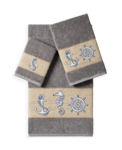Shop Linum Home Easton 3-pc. Embellished Towel Set Bedding In Grey