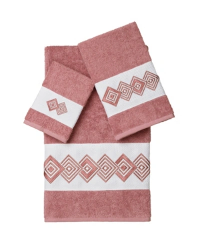 Shop Linum Home Noah 3-pc. Embellished Towel Set Bedding In Pink